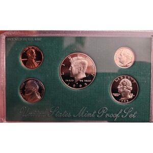 US Mint 1995 Proof Set 5 Coins S Mint Mark Green Case Excellent Deep Cameo COA